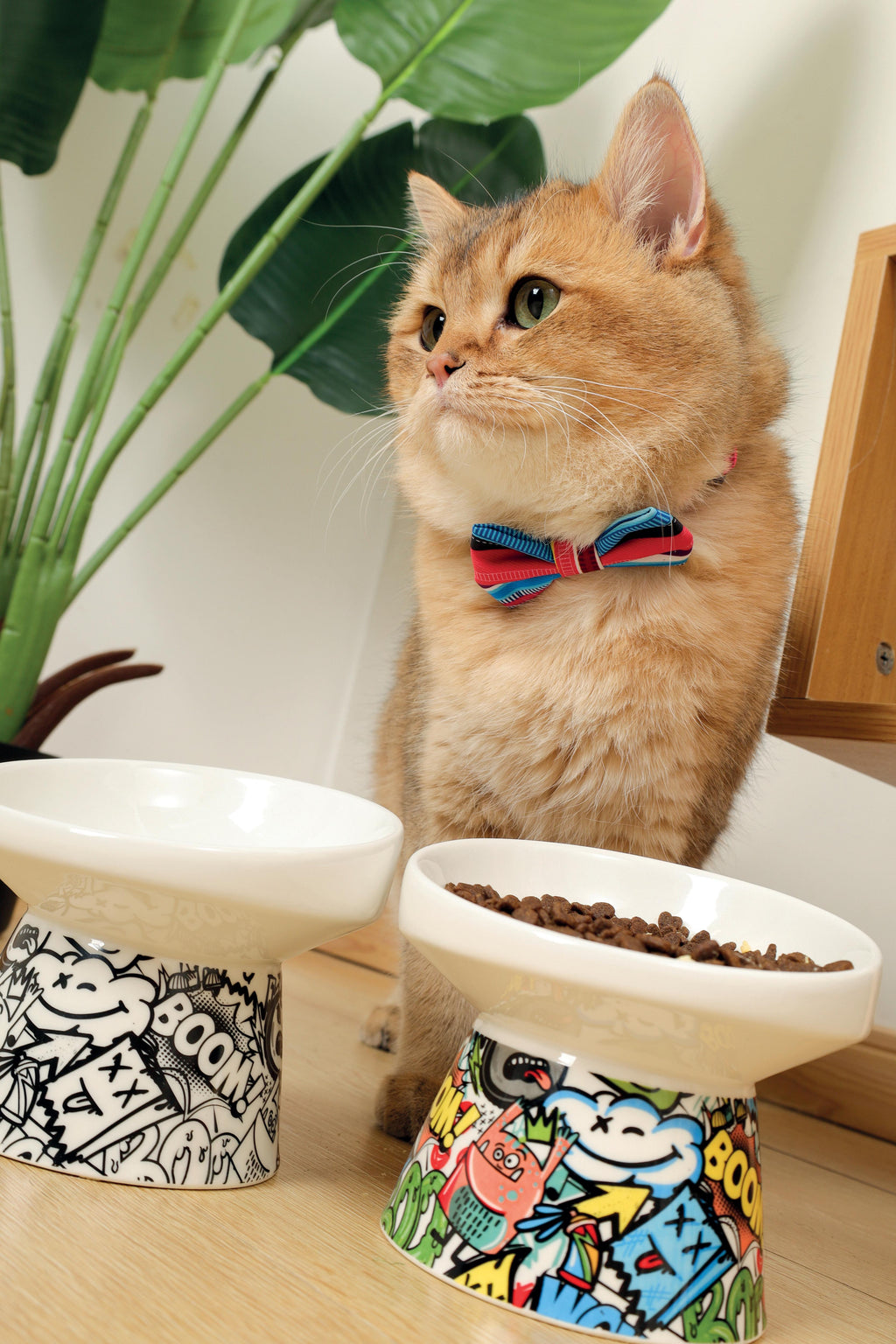 URBANSTYLE TILT'D Raised Ceramic Bowl White & Black