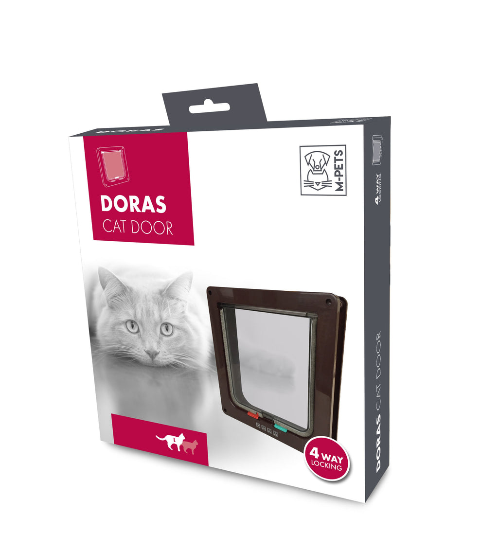 DORAS Cat Door with Tunnel - Big Cat - 4 way locking Brown
