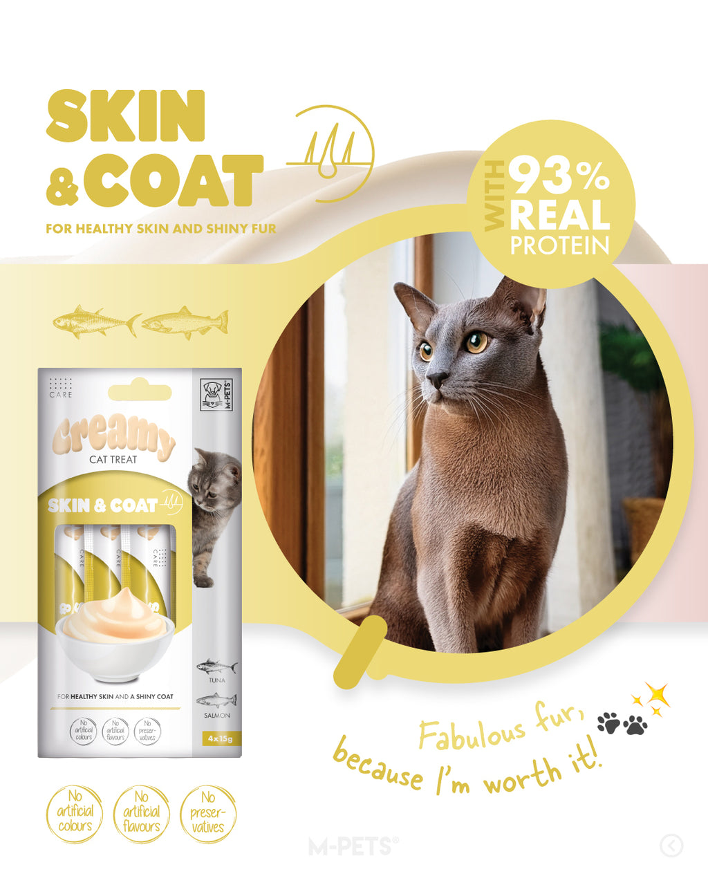 CREAMY with FUNCTIONS - Cat treat Skin & Coat - Tuna & Salmon