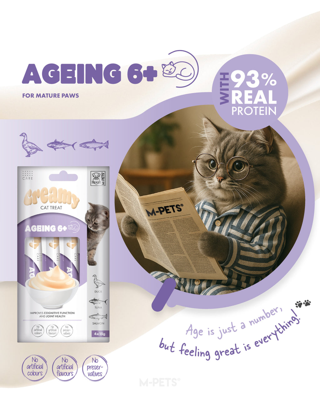 CREAMY with FUNCTIONS - Cat treat  Ageing 6+ - Duck & Tuna & Salmon