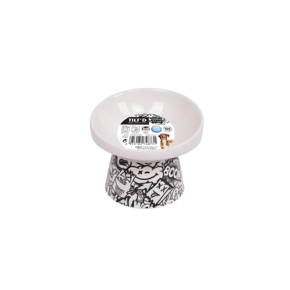 URBANSTYLE TILT'D Raised Ceramic Bowl White & Black
