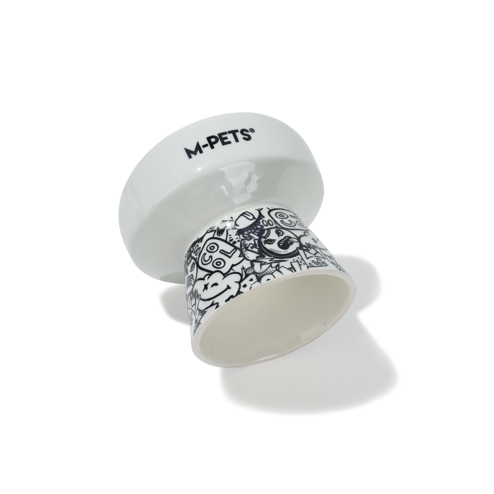 URBANSTYLE TILT'D Raised Ceramic Bowl White & Black