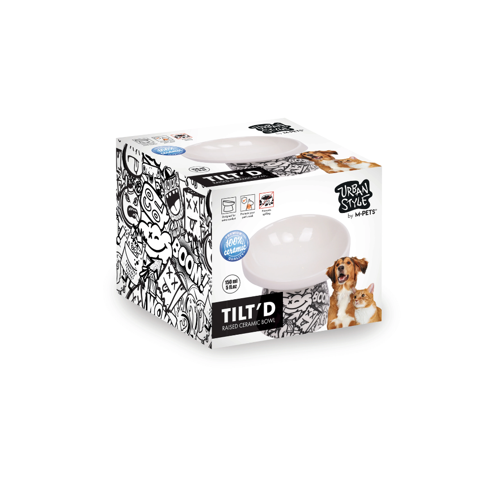 URBANSTYLE TILT'D Raised Ceramic Bowl White & Black