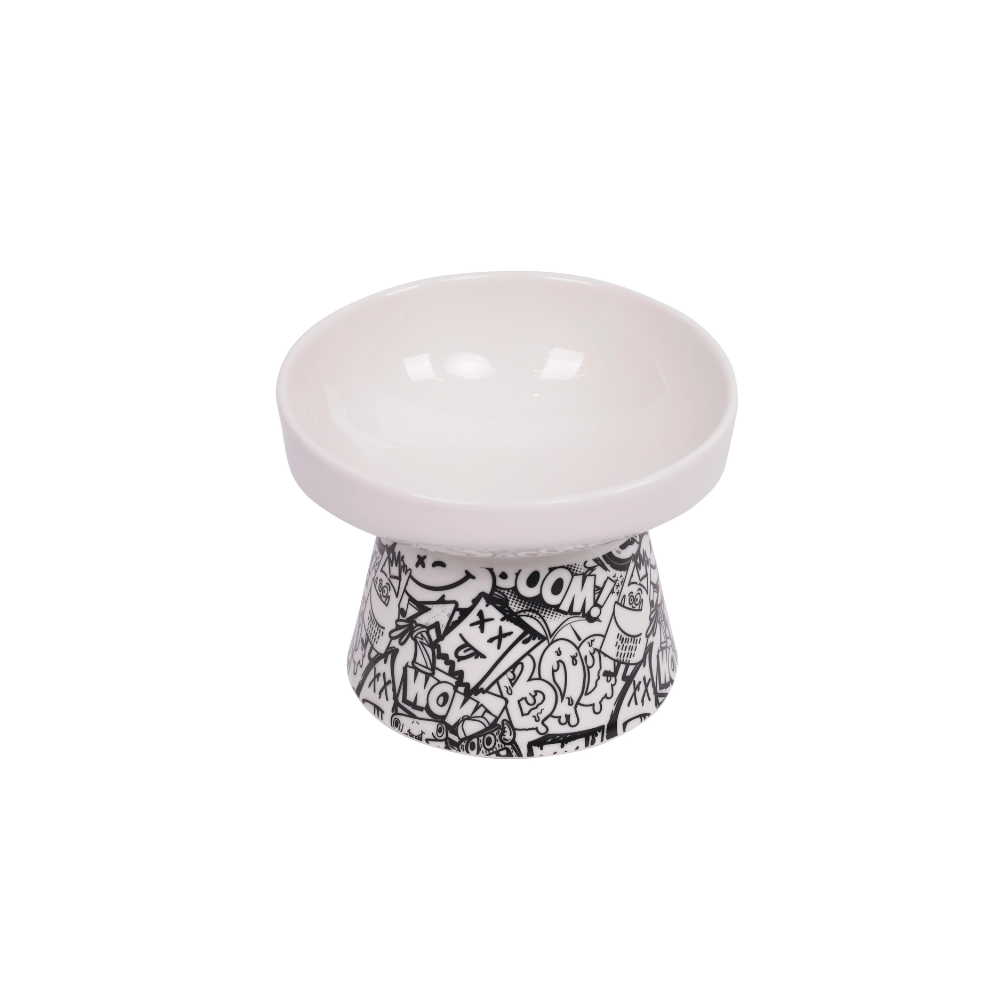 URBANSTYLE TILT'D Raised Ceramic Bowl White & Black