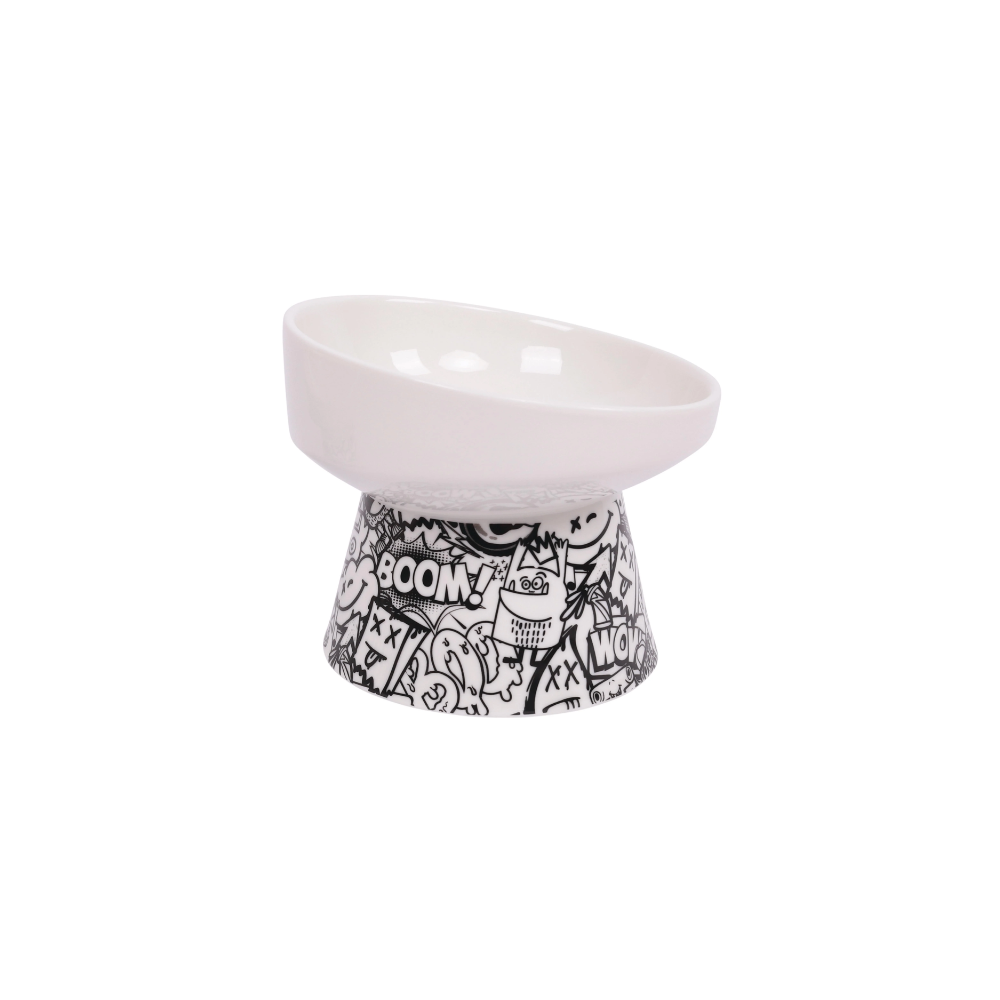 URBANSTYLE TILT'D Raised Ceramic Bowl White & Black