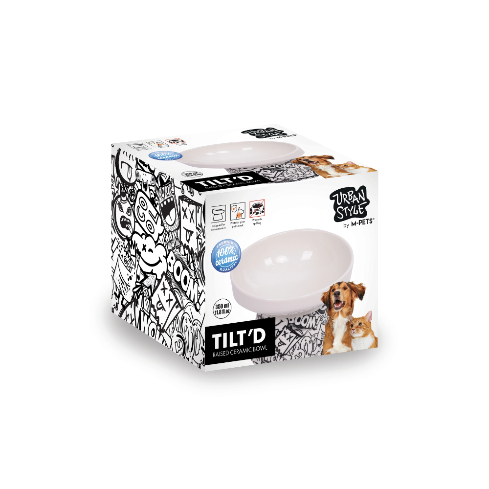 URBANSTYLE TILT'D Raised Ceramic Bowl White & Black