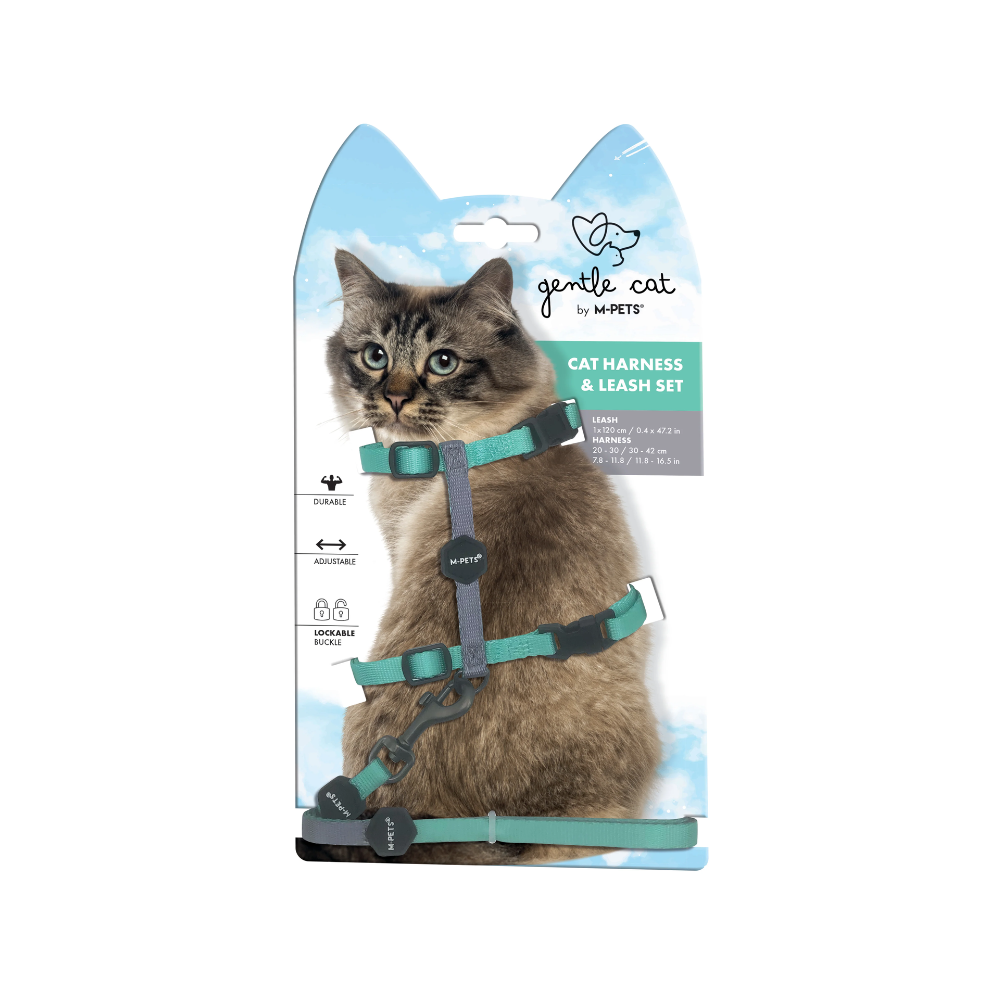 GENTLE CAT Harness Leash Set Jade Green – M-PETS GENTLE CAT Harness Leash Set Jade Green – M-PETS