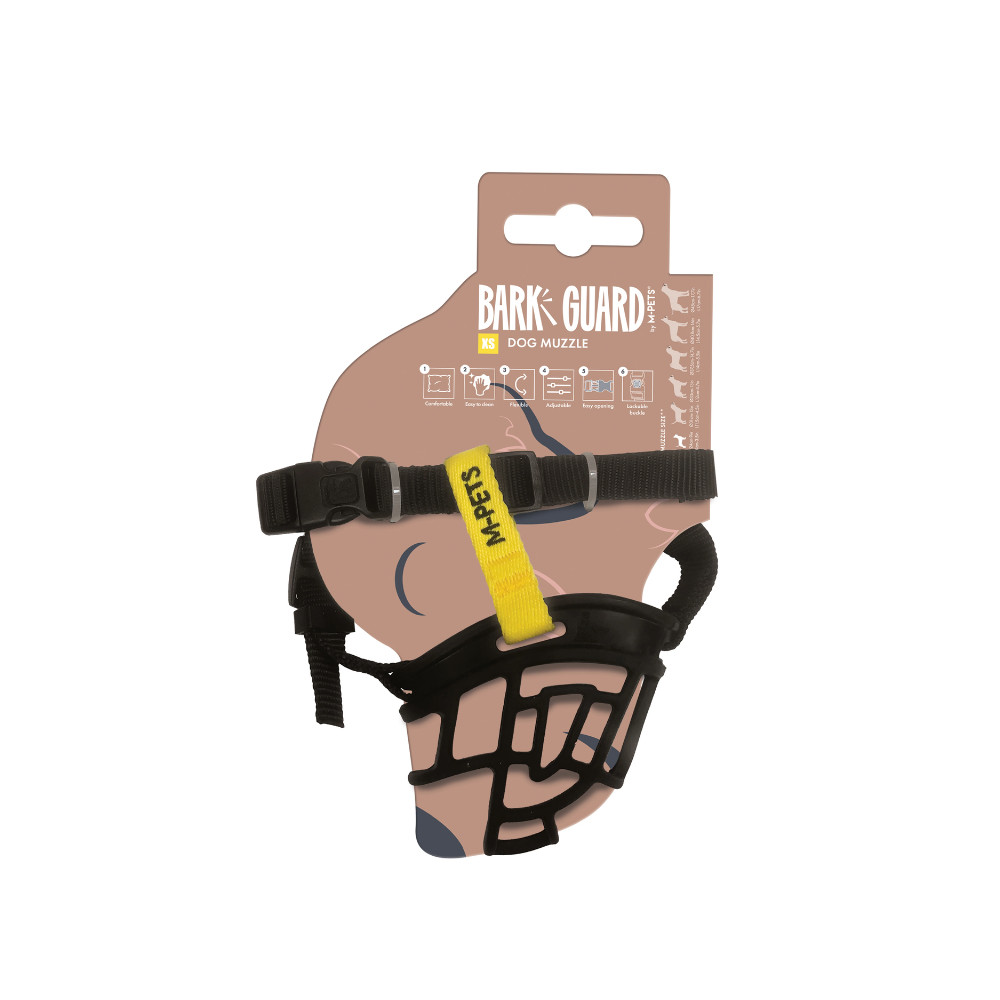 BARK GUARD Dog Muzzle Black & Yellow