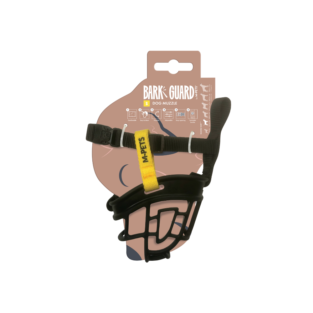BARK GUARD Dog Muzzle Black & Yellow
