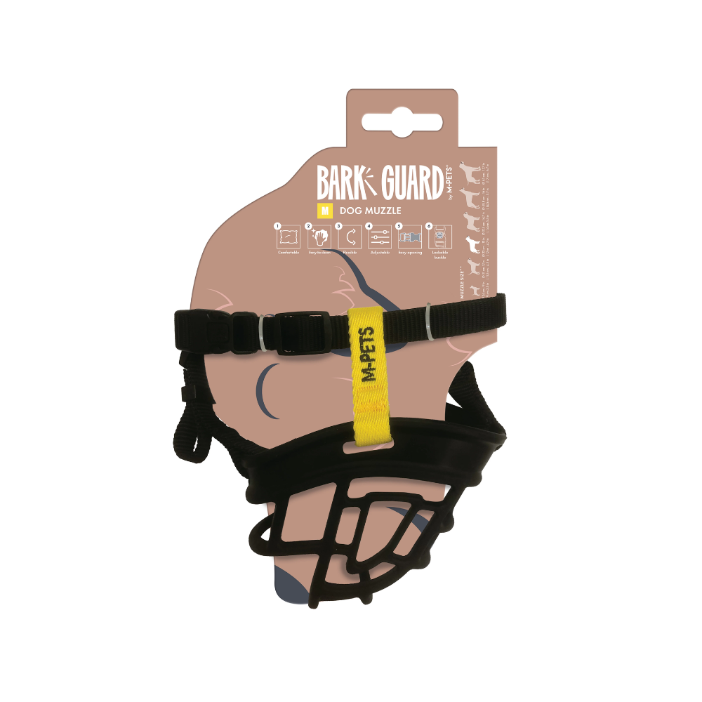 BARK GUARD Dog Muzzle Black & Yellow