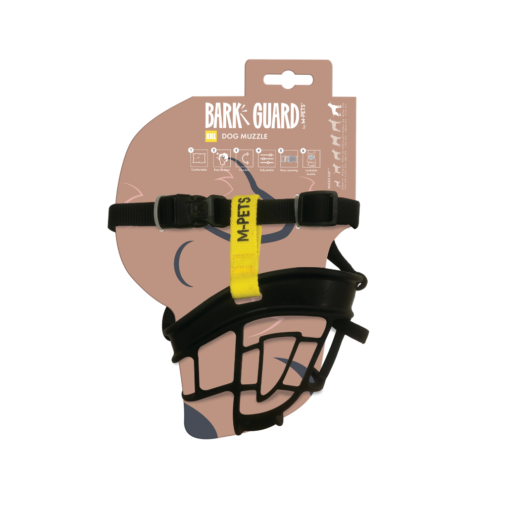 BARK GUARD Dog Muzzle Black & Yellow