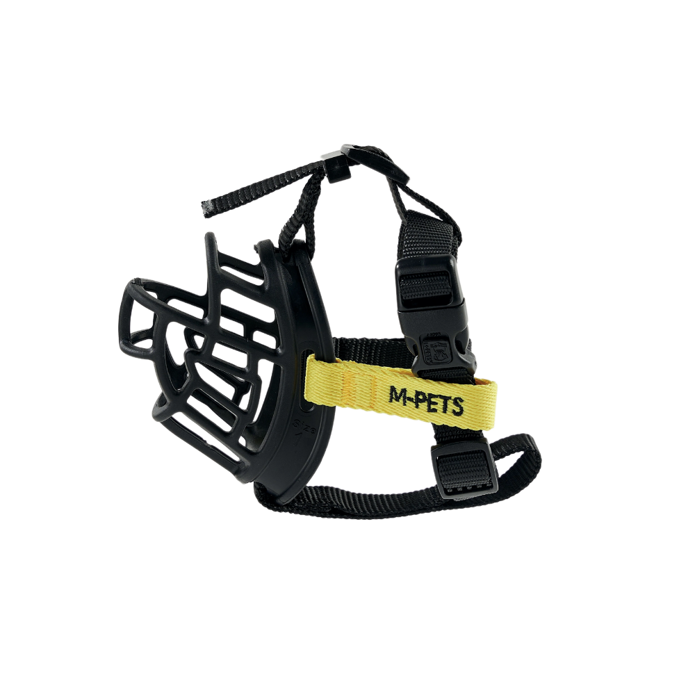 BARK GUARD Dog Muzzle Black & Yellow