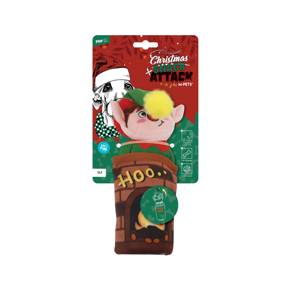 Christmas Snack Attack dog toy -  Elf