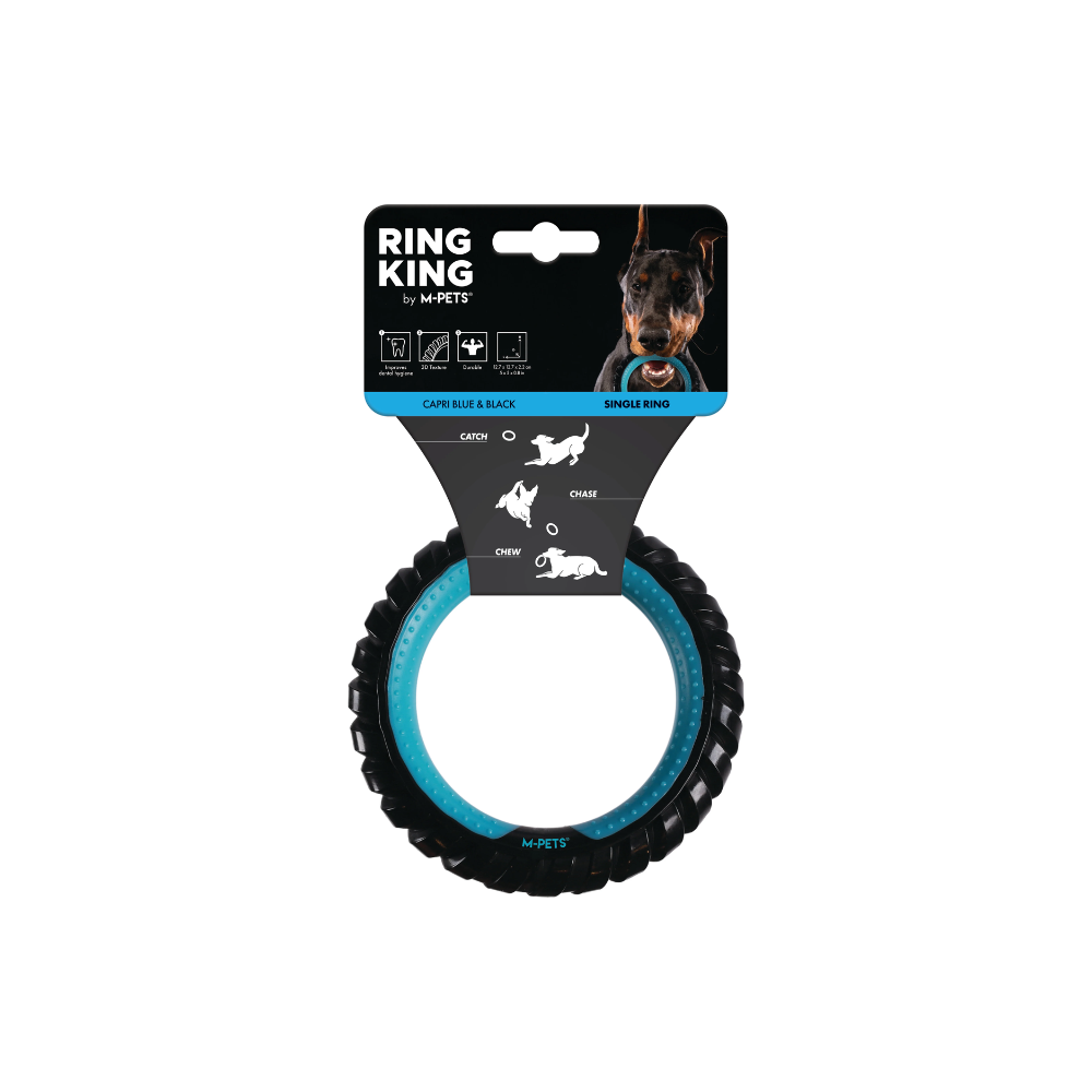 RING KING Single Ring - Capri Blue & Black