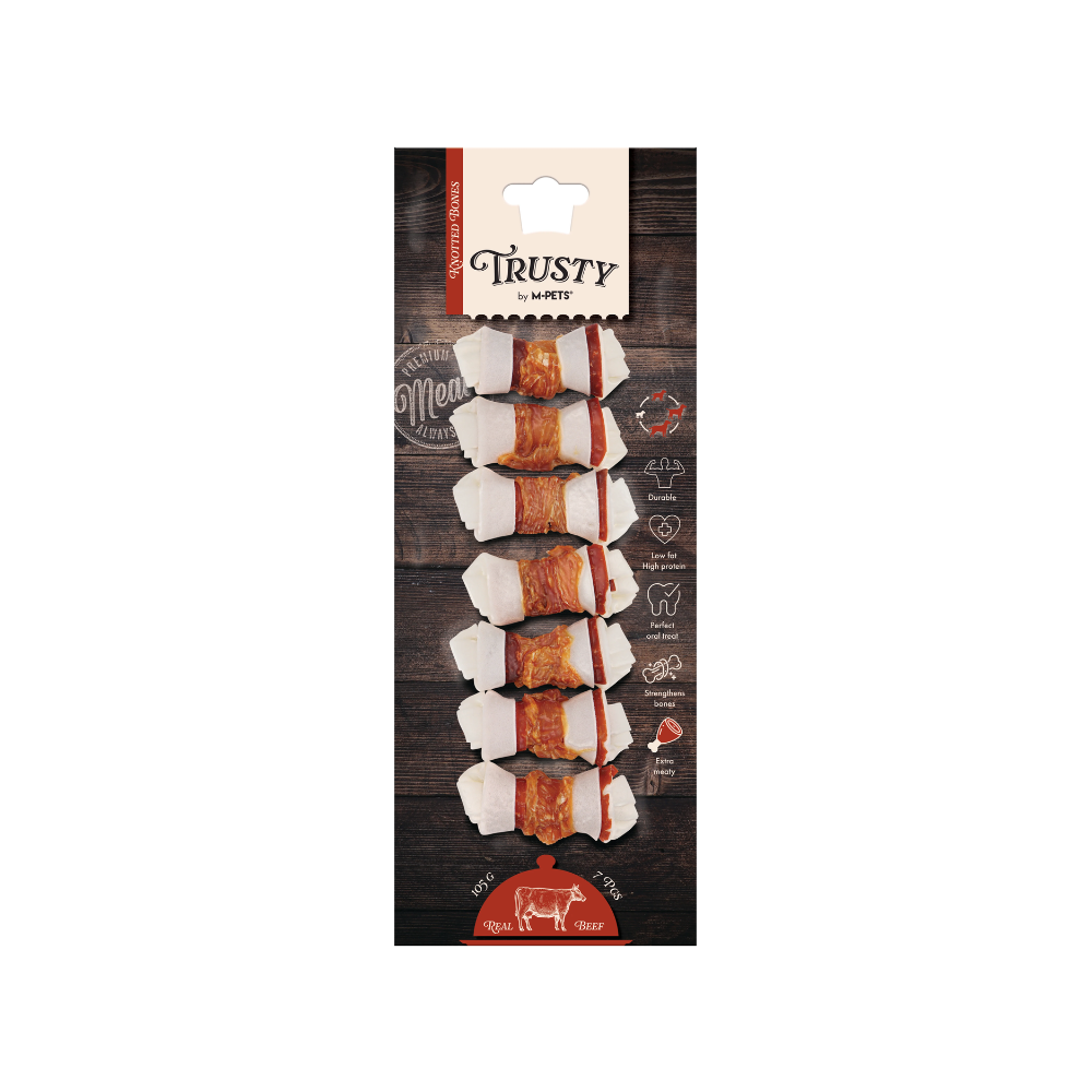 TRUSTY Knotted bones  Extra Meaty Beef Flavor 6.4 cm