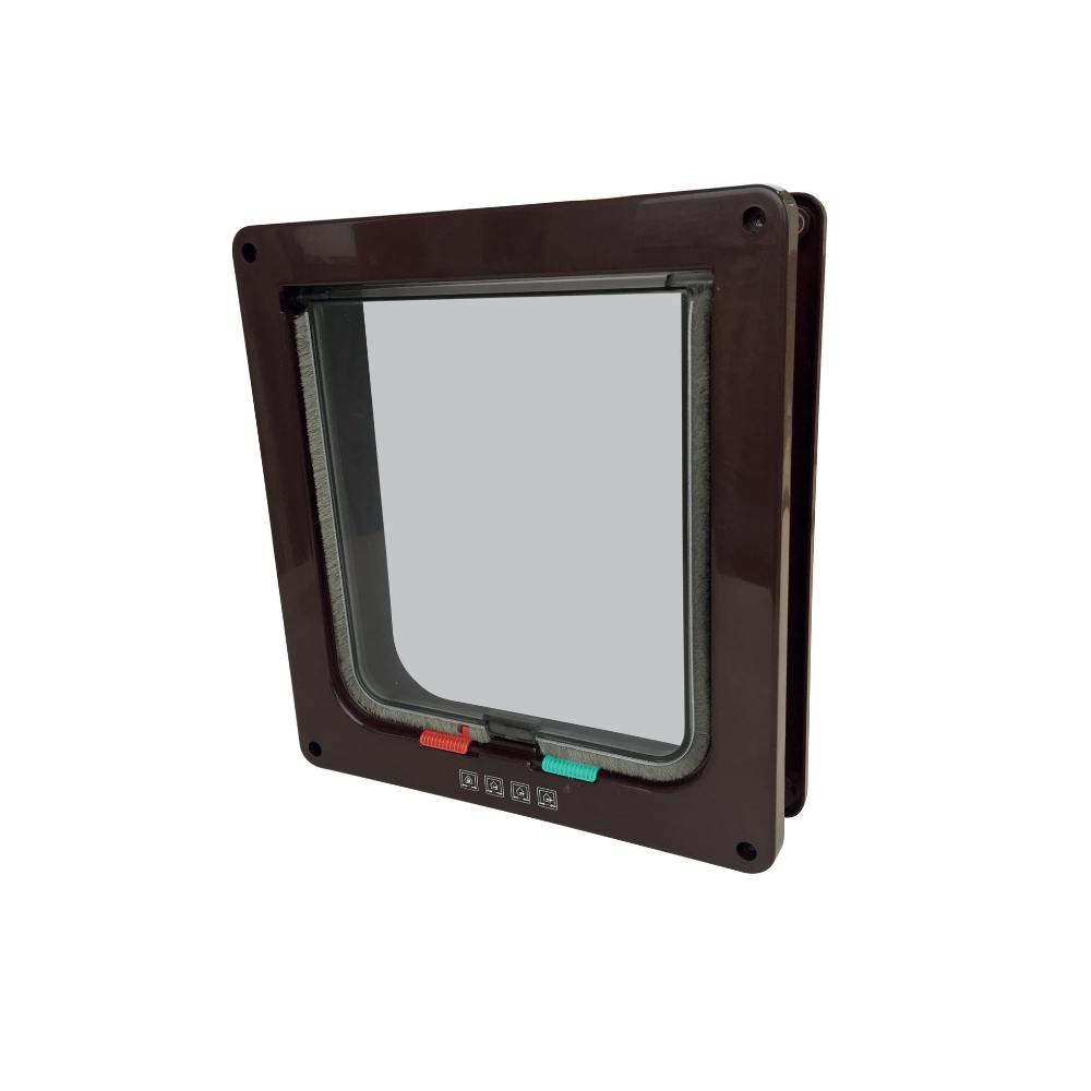DORAS Cat Door with Tunnel - Big Cat - 4 way locking Brown