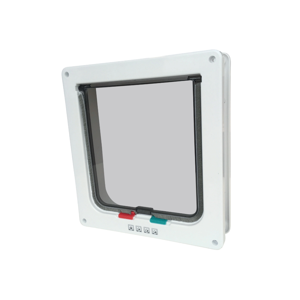 DORAS Cat Door with Tunnel - Big Cat - 4 way locking White