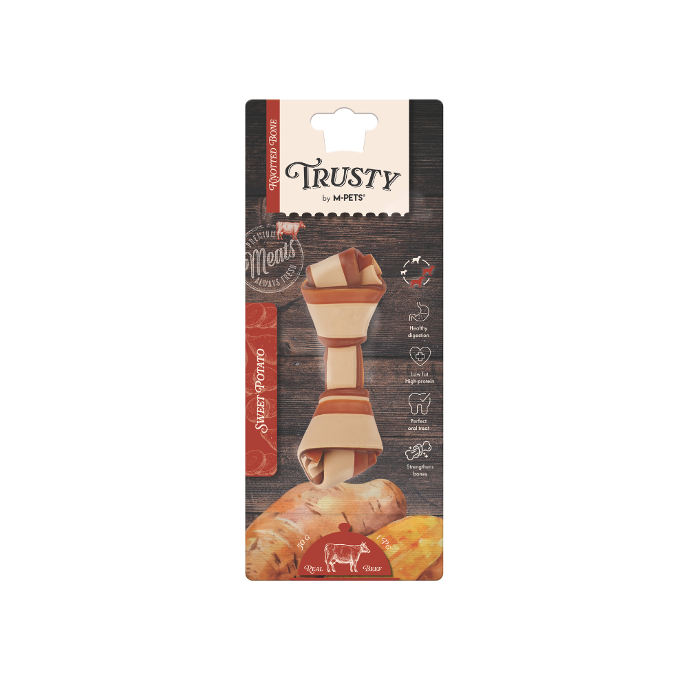 TRUSTY Knotted bone Beef Flavor - SWEET POTATO DISPLAY 12.7 cm