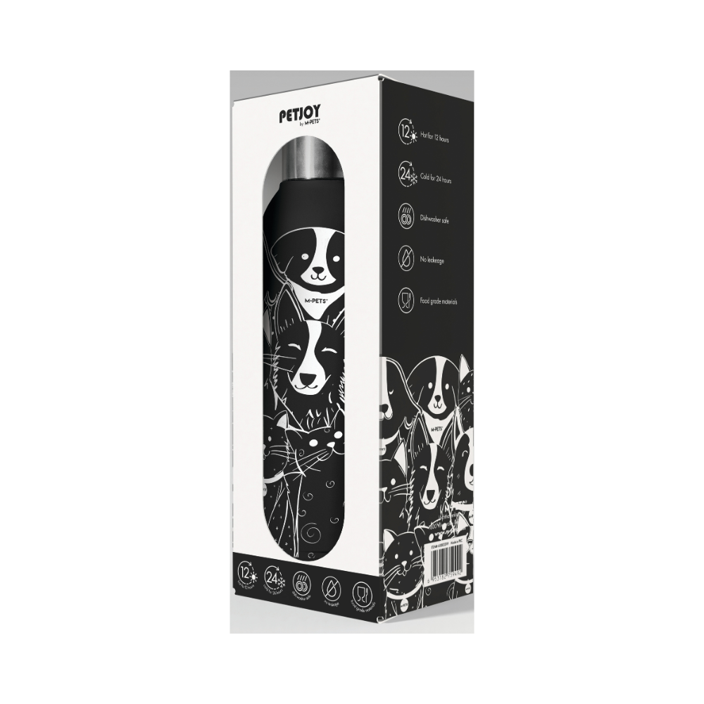 PETJOY Purrfect Hydration Stainless Drinking Bottle PetFamily Black & White