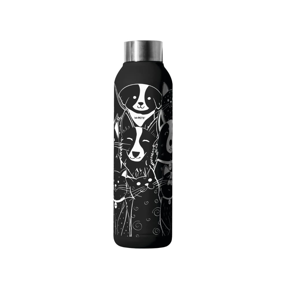 PETJOY Purrfect Hydration Stainless Drinking Bottle PetFamily Black & White