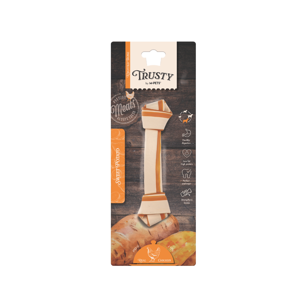 TRUSTY Knotted bone Chicken Flavor - SWEET POTATO DISPLAY 20.3 cm