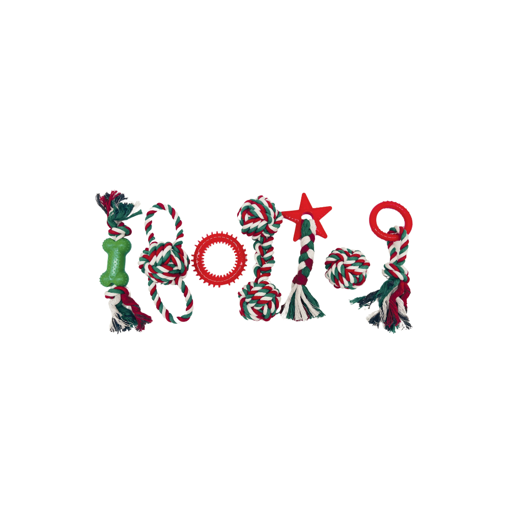 Christmas Cotton Rope Gift Box Dog toys  7 in 1