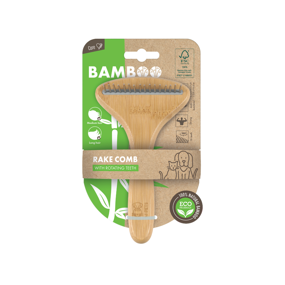 comb with spinning teeth BAMBOO Rake Comb with Rotating Teeth