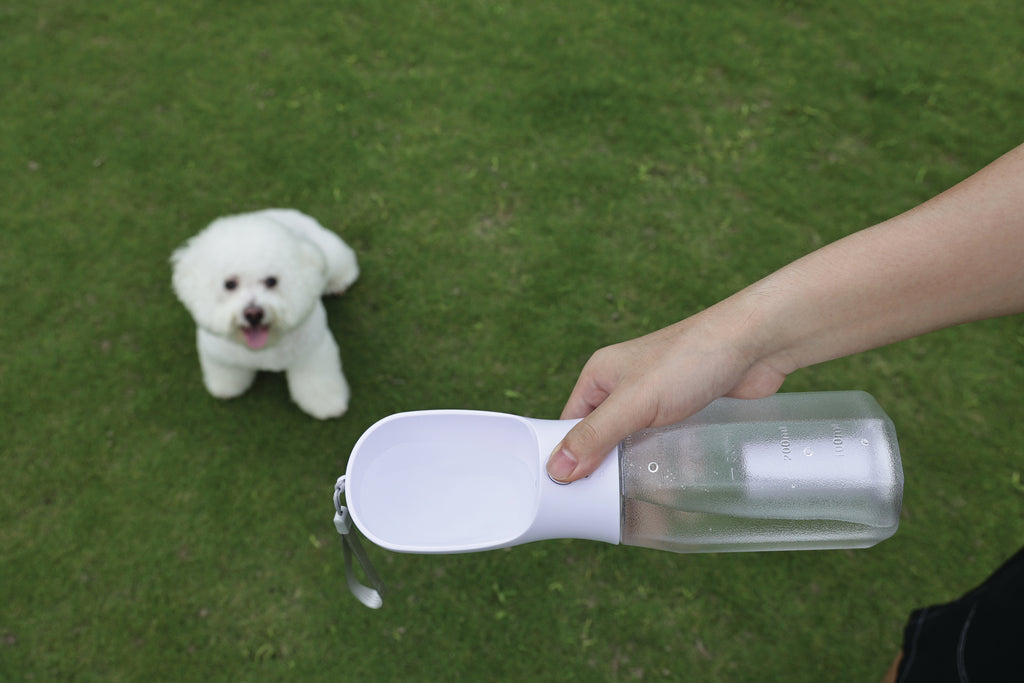 ON THE ROAD Dog water bottle 600 ml - 3 in 1 - White Chalk