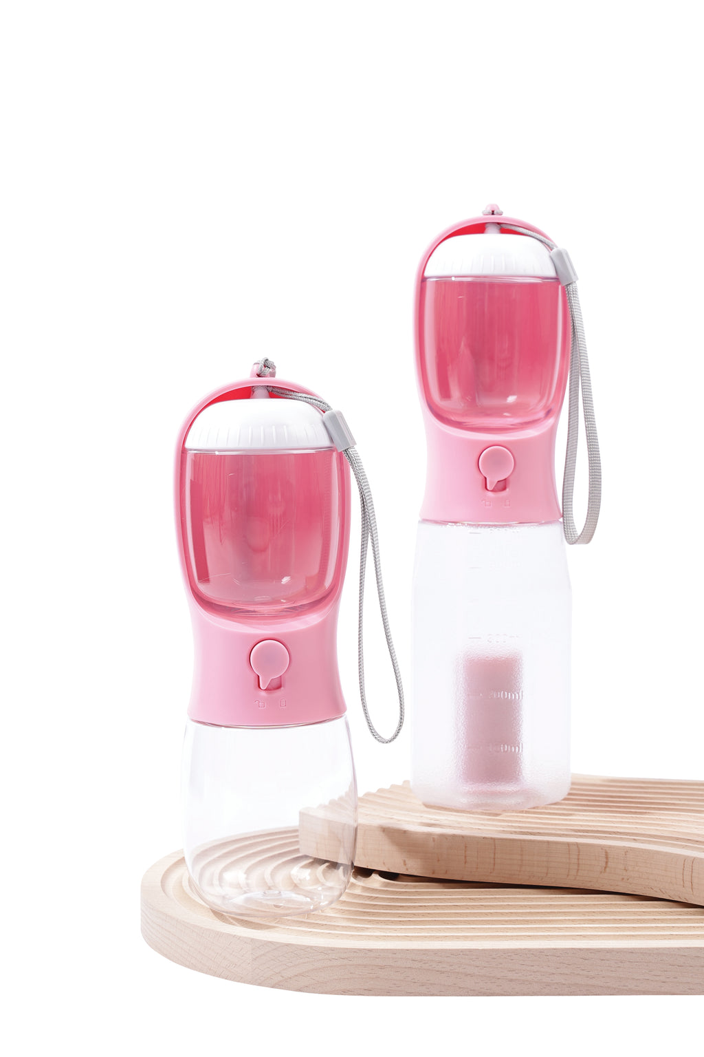 ON THE ROAD Dog water bottle 300 ml - 2 in 1 - Pink bloom