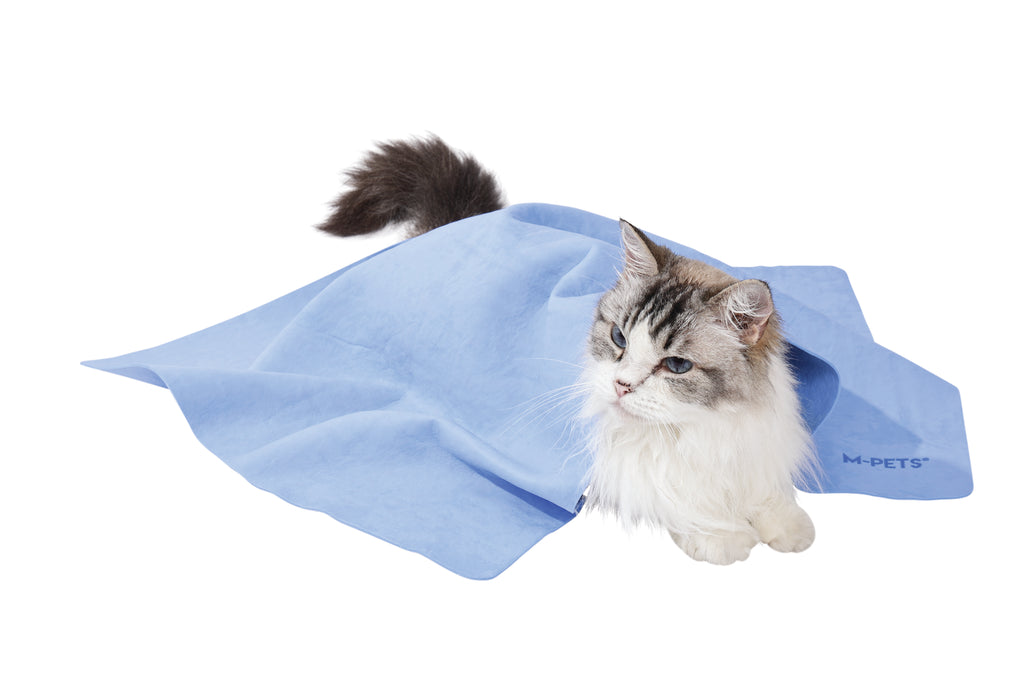 BATHTIME Quick-dry Towel for Cats and Dogs Blue Bubble