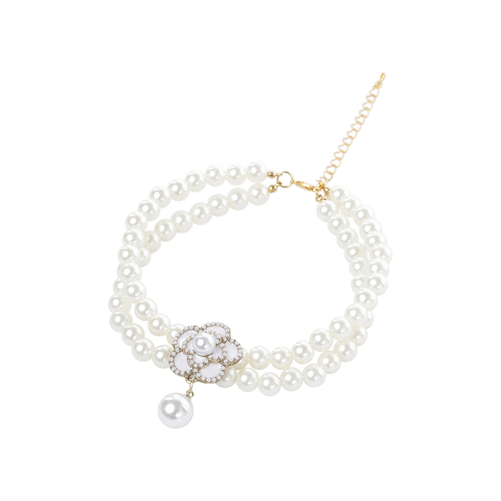 GLAM Pet Necklace White Camellia