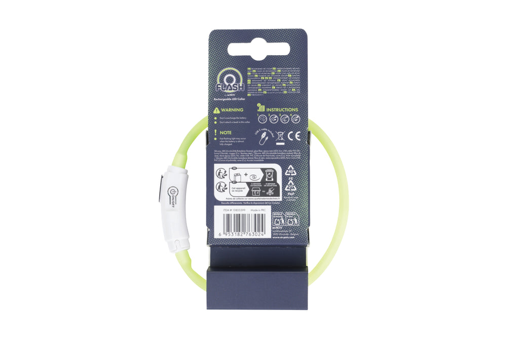 FLASH LED rechargeable collar Green