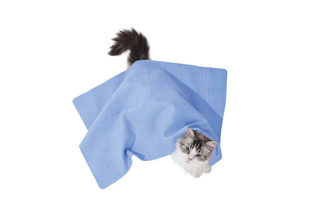 BATHTIME Quick-dry Towel for Cats and Dogs Blue Bubble