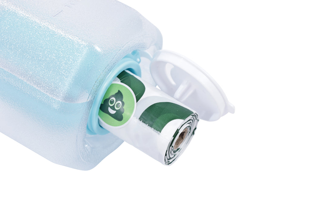 ON THE ROAD Dog water bottle 600 ml - 3 in 1 - Blue mist