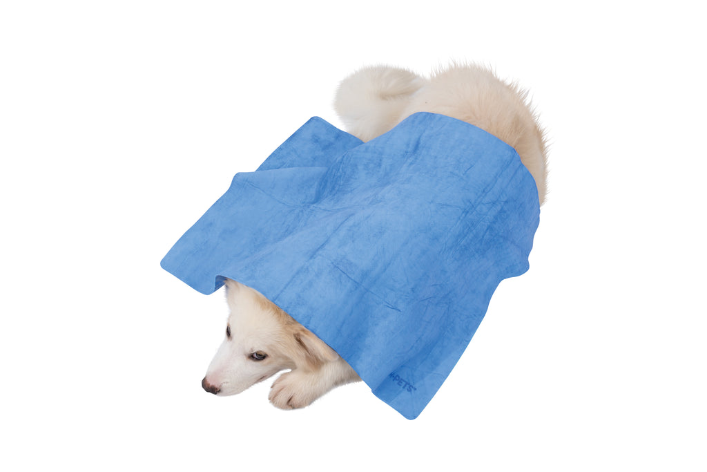 BATHTIME Quick-dry Towel for Cats and Dogs Blue Bubble
