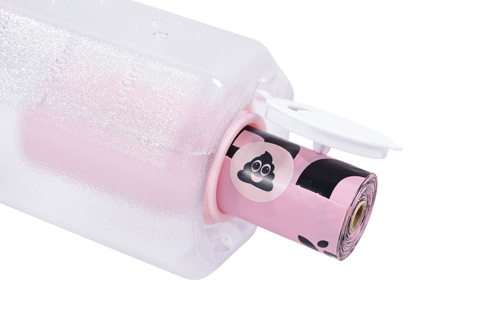 ON THE ROAD Dog water bottle 600 ml - 3 in 1 - Pink bloom