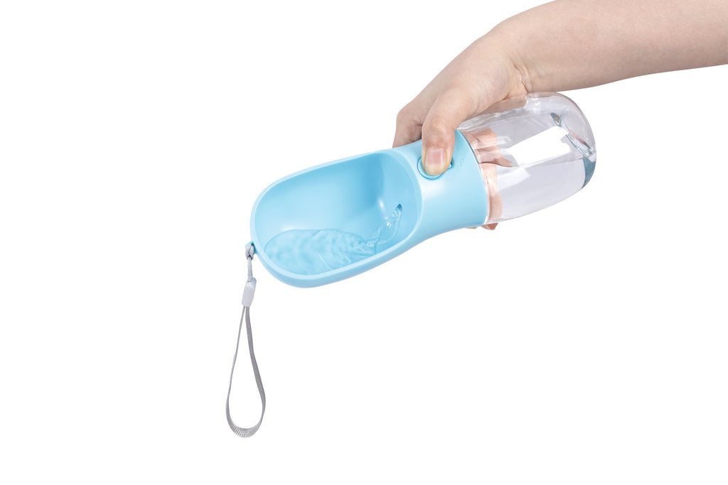 ON THE ROAD -  Dog water bottle 300 ml 2 in 1 - Blue mist