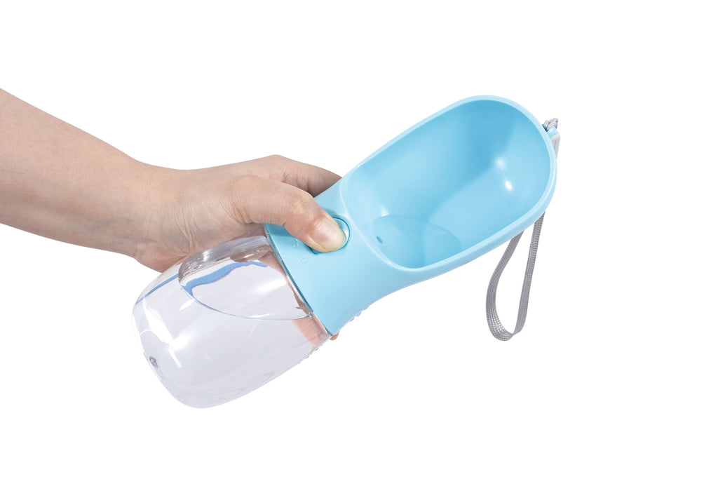 ON THE ROAD -  Dog water bottle 300 ml 2 in 1 - Blue mist