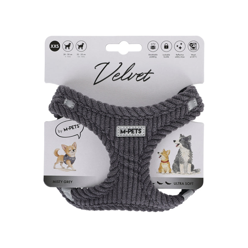 VELVET Dog harness Misty Grey