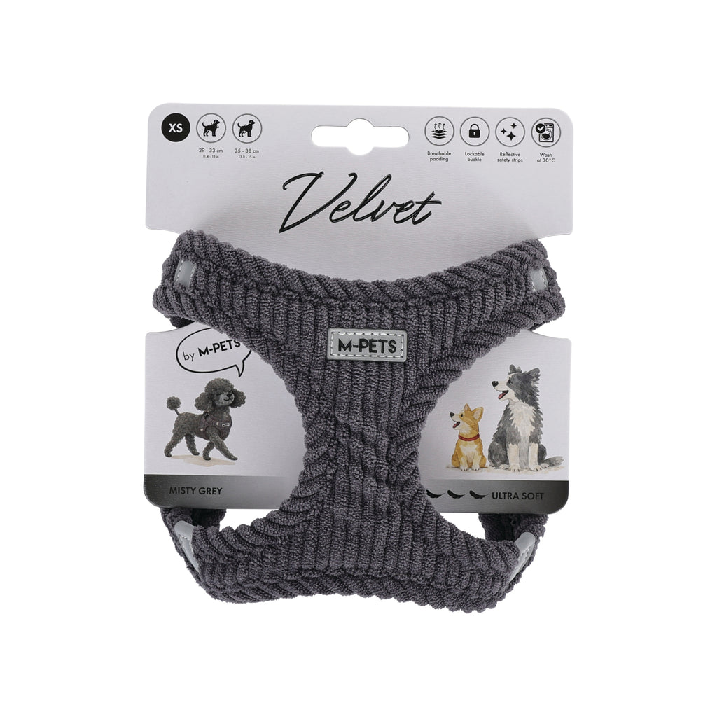 VELVET Dog harness Misty Grey