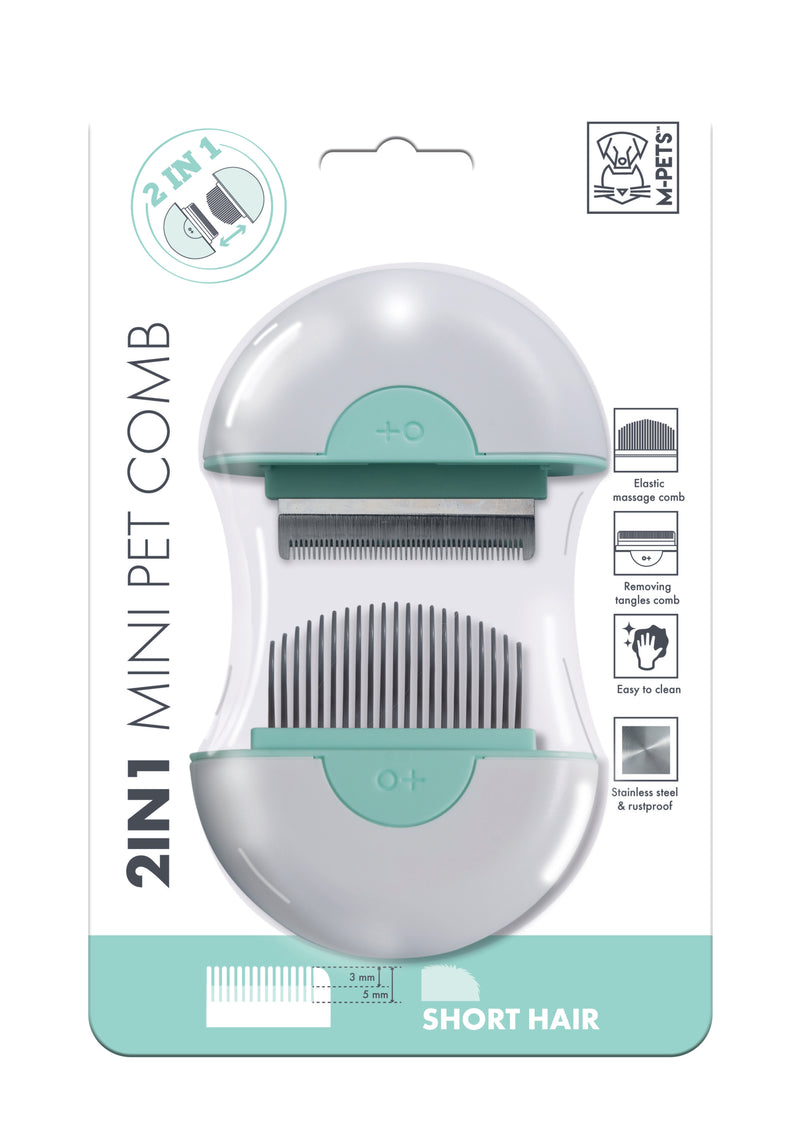 Mini peigne 2 en 1 pour animaux de compagnie pour poils courts - Vert