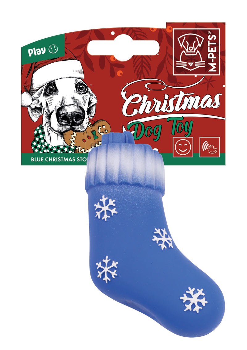 Jouet de Noël pour chien - Chaussette bleue 13 cm