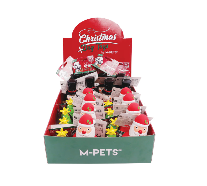 Présentoir de jouets de Noël en latex pour chien - 24 pièces