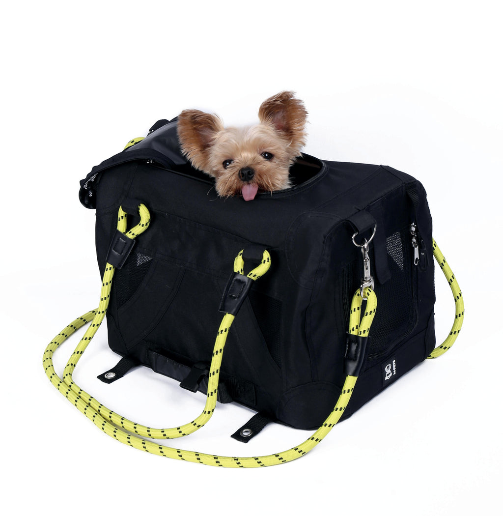 REMIX Travel Carrier 2 in 1 with Leash-Shoulder Belt - Black & Yellow