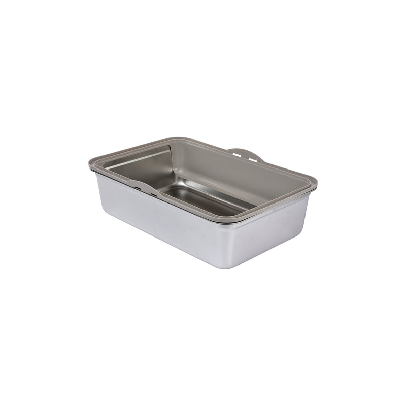 SteelCare Cat litter tray with rim Stainless steel Large