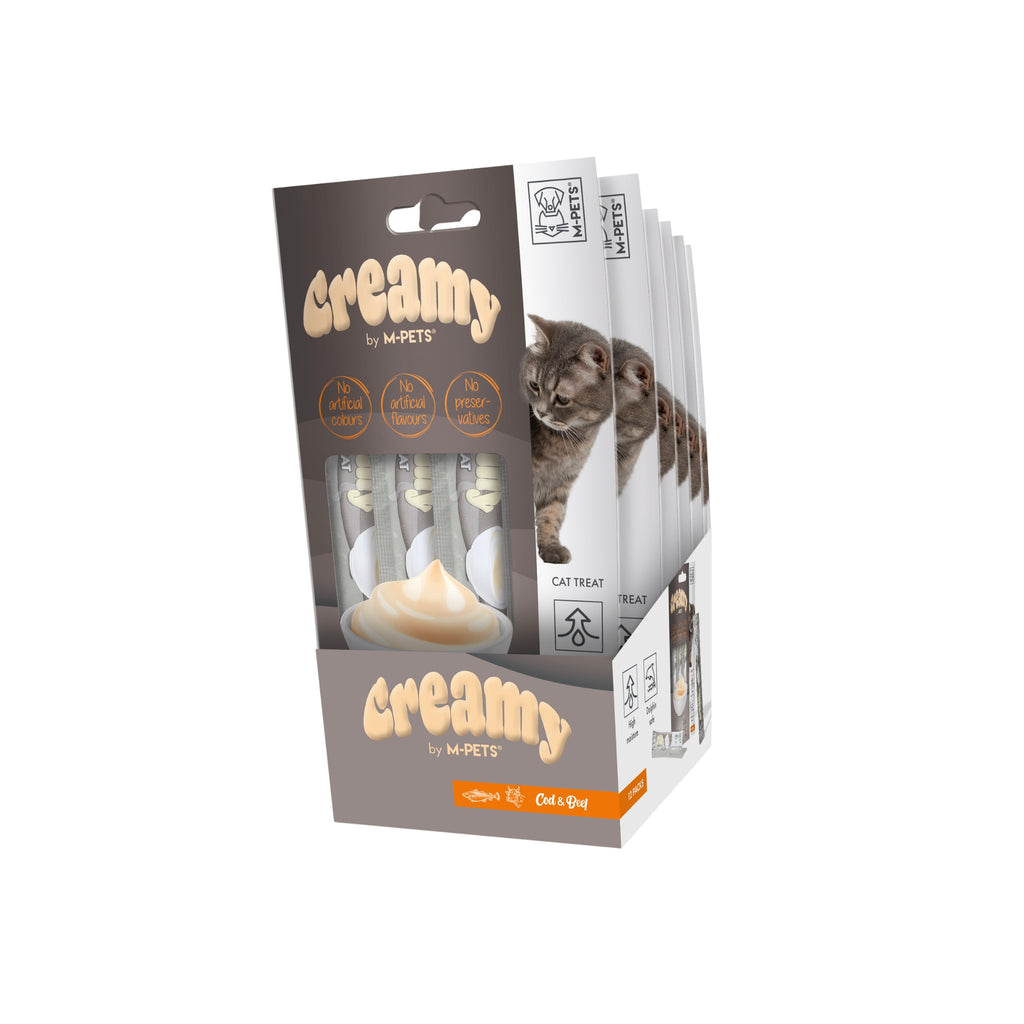 Friandises crémeuses pour chats - Morue et bœuf