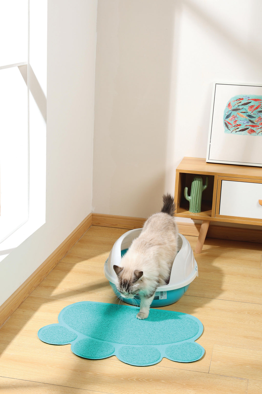 Tapis de litière pour chat FOOTPRINT Bleu