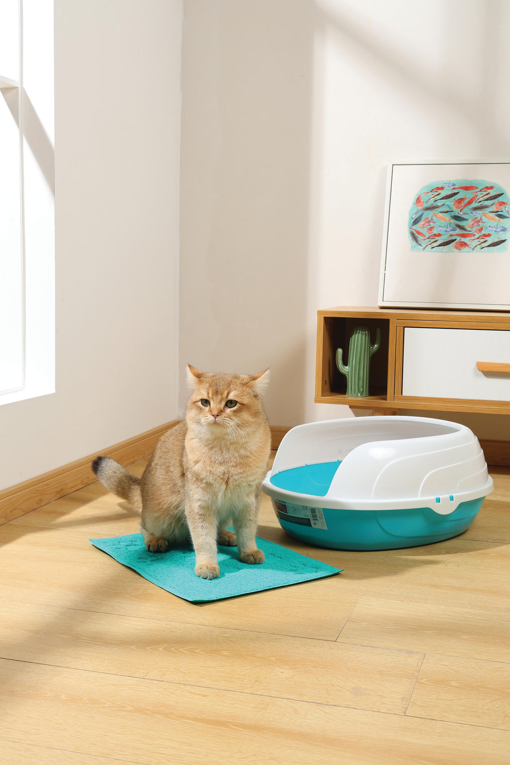 Tapis de litière pour chat FOOTPRINT Bleu