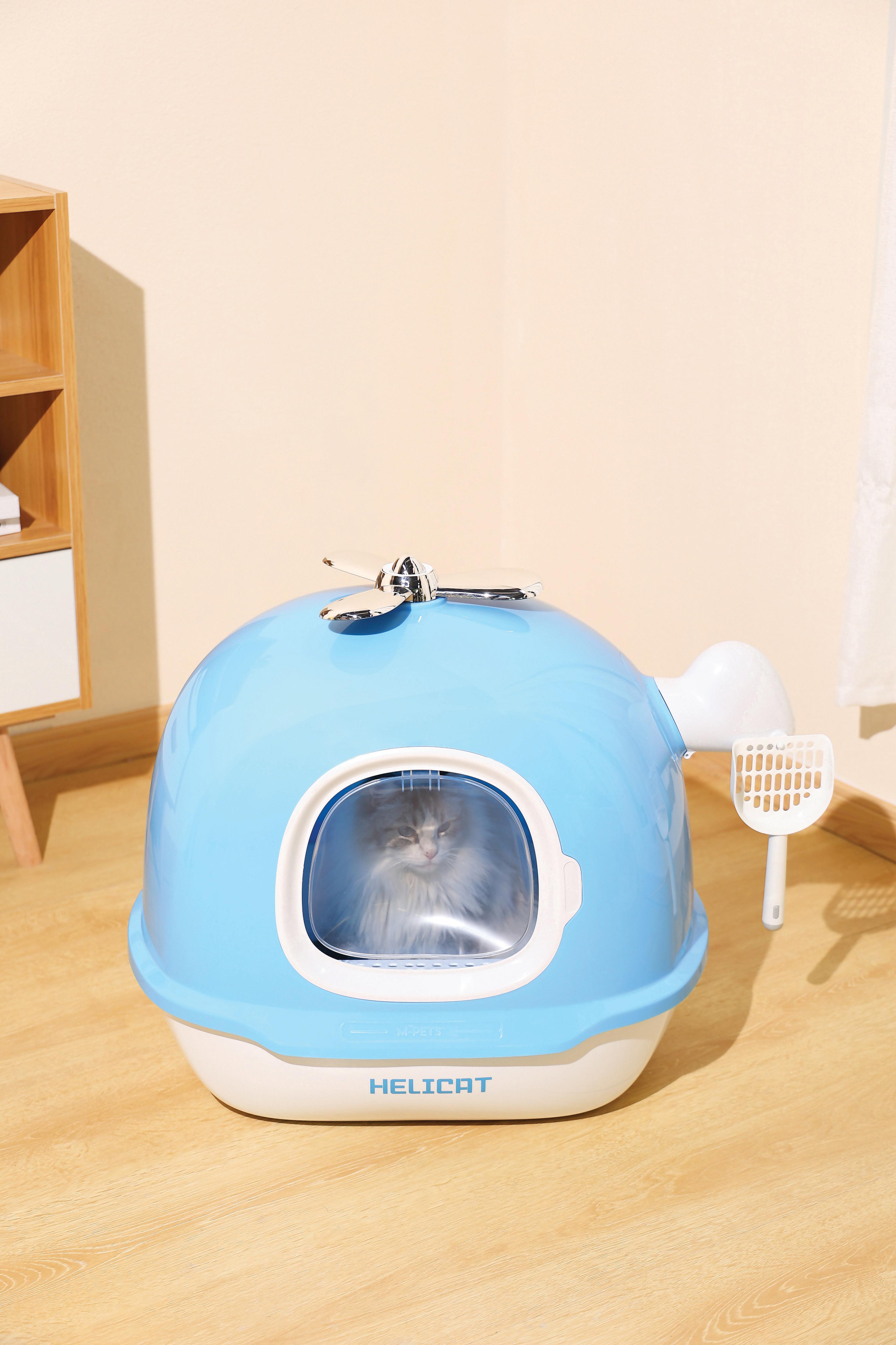 HELICAT Cat Litter Box Blue – M-PETS