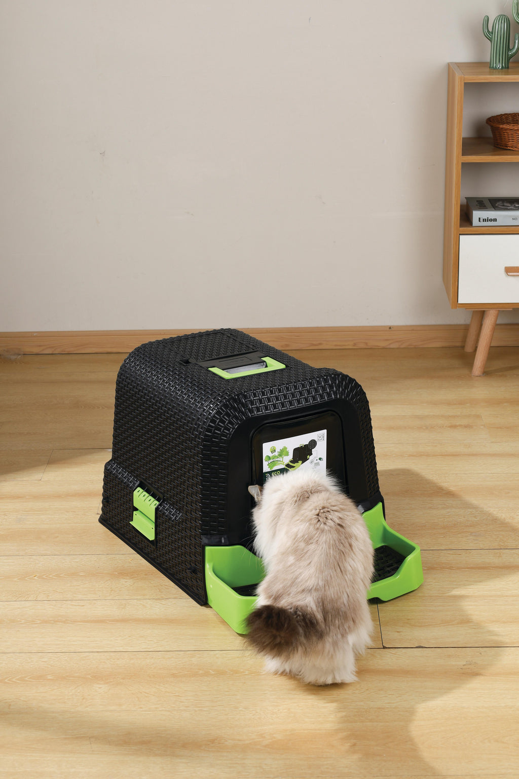 ECO RATTAN Cat Litter Box Black & Green